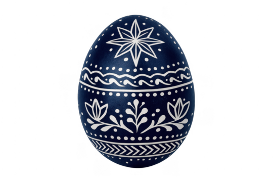 Hand-painted blue pysanka easter egg with floral pattern - Powered by Adobe
