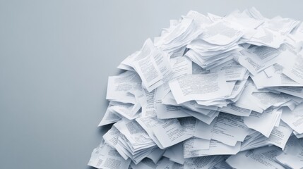Disorganized Pile of Paper Documents on a Grey Background &ndash; Chaos of Paperwork