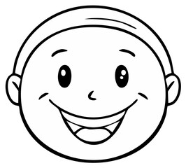 Fototapeta premium Simple line drawing of a happy child's smiling face with open mouth and teeth visible