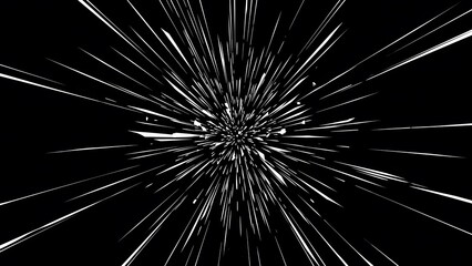 Monochrome shockwave burst showcases dynamic motion in a striking black and white backdrop