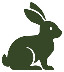 Obraz premium Green Rabbit Silhouette Illustration for Wildlife and Nature Designs