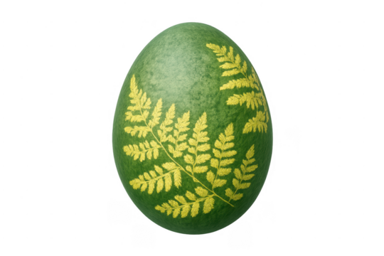 Green easter egg displaying yellow fern pattern - Powered by Adobe