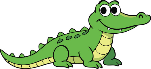 Obraz premium Green Crocodile Alligator Cartoon Character Illustration