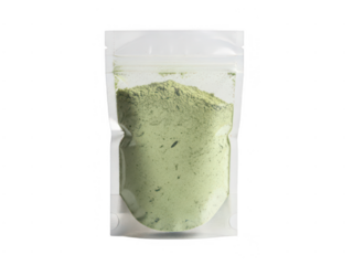 Green powder pouch isolated on transparent background