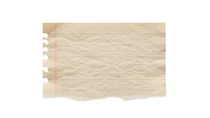 Blank lined paper notebook page isolated on transparent background