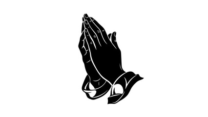 Praying Hands Silhouette Illustration.