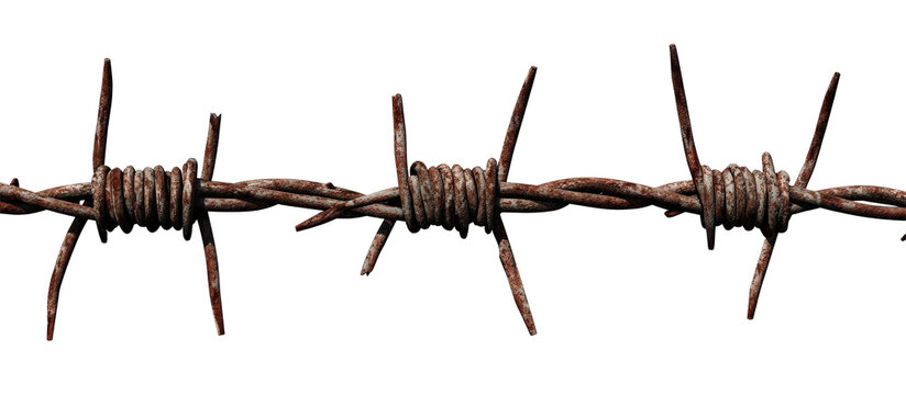 Rusty Barbed Wire with Sharp Spikes