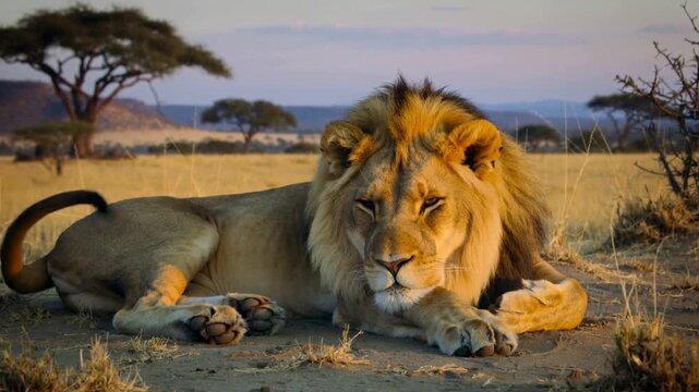 hd footage of sleeping lion in the wildlife