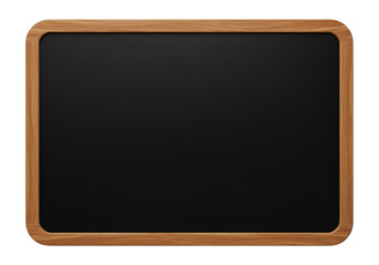 Empty blackboard with wooden frame isolated on transparent background