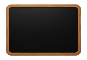Empty blackboard with wooden frame isolated on transparent background