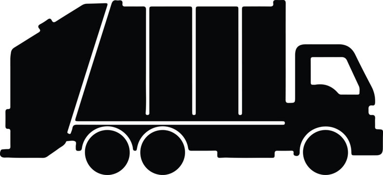 Silhouette sanitation garbage truck vehicle for waste management illustration vector