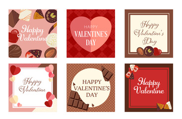 Valentine&rsquo;s Day Chocolate Card Design Vector Set