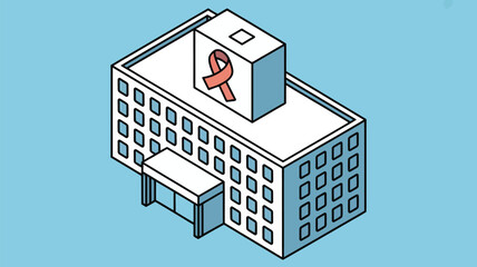 Obraz premium Hospital building with awareness ribbon Vector