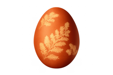 Orange easter egg with fern pattern decoration