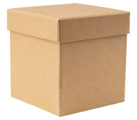 Box. Brown cardboard box with lid for packaging and storage. Eco friendly paper box for shipping, gift wrapping, presents. Retail packaging for handmade products, crafts, branding and minimal design