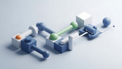 3 D Rendered Whisk Mechanism with Blue and Green Components