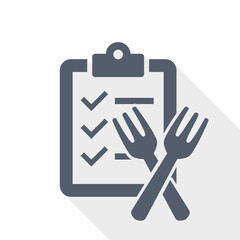 Food checklist clipboard icon representing restaurant control and menu management.