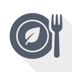 Eco plate icon representing sustainable dining and healthy food choices.
