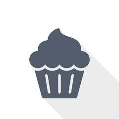Cupcake icon representing dessert, bakery food and sweet snack.