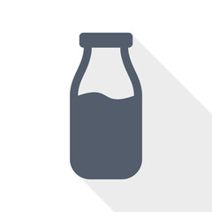 Milk bottle icon representing dairy drink, nutrition and food packaging.
