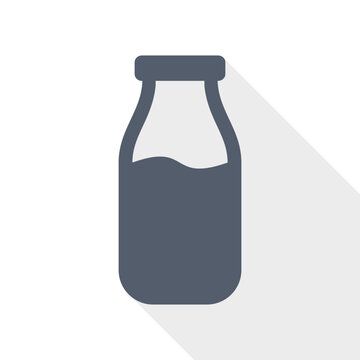 Milk bottle icon representing dairy drink, nutrition and food packaging.
