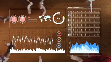 Data Analysis Visuals with Charts, Graphs, and Metrics on a Wooden Desk Surrounded by Participants Engaging in Discussion and Collaboration Gluon.