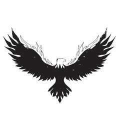 Obraz premium Stylized black eagle with outstretched wings in silhouette design.