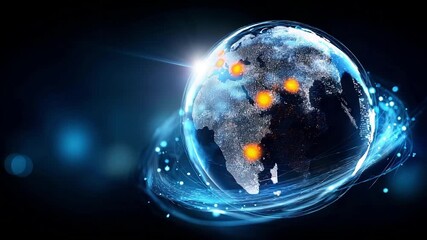 Planet Earth hologram with digital data technology 3D globe (2) - Powered by Adobe