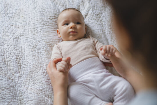 Tender moment between mother and newborn baby