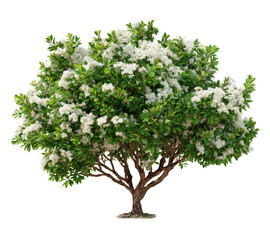 Obraz premium White Flowering Crape Myrtle Tree Isolated on White