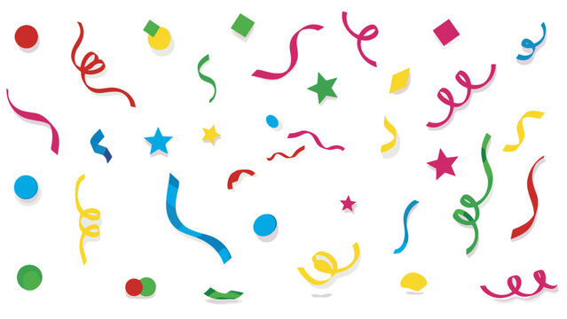 Colorful confetti and streamers celebrating