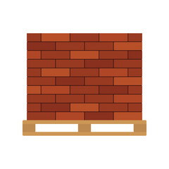Pallet of bricks icon. Colored silhouette. Front and side view. Vector simple flat graphic illustration. Isolated object on a white background.