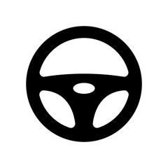 Steering wheel icon. Black silhouette. Front view. Vector simple flat graphic illustration. Isolated object on a white background.