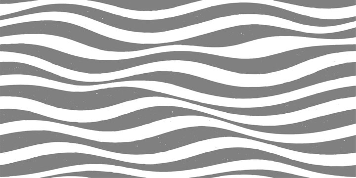 Seamless wave pattern of black and white stripes creates a wild zebra skin texture with nature-inspired lines for a bold animal print wallpaper design