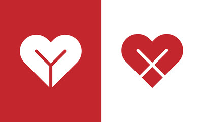 Letter M heart monogram logo design