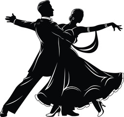 Dancing Couple Silhouette Elegant Motion Pose