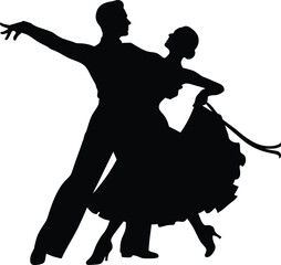 Formal Ballroom Dancing Couple Black Silhouette