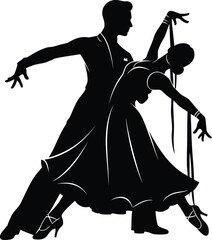 Ballroom Dancers in Motion Black Silhouette
