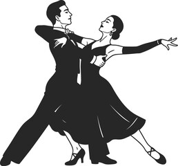 Elegant Waltz Dancing Couple Silhouette