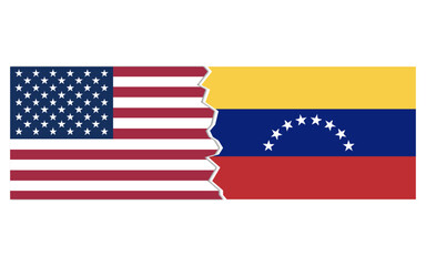 USA venezuela conflict concept stock image, USA venezuela breakup, usa venezuela map break
