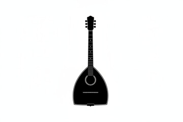 Fototapeta premium Musical Symphony: An intricate, grayscale representation of a plucked string instrument stands as a symbol of artistic expression. A single music instrument against a blank.
