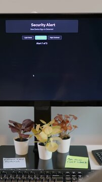 Middle Aged Man Gets Barrage of Internet of Things Smart Home Alerts While Working from Home in Remote Office - IoT Cybersecurity Concept