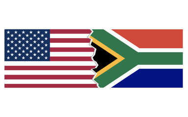 USA south africa conflict concept stock image, USA south africa breakup, usa south africa map break