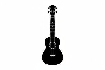 Naklejka premium Ukulele Silhouette: A minimalist black silhouette of a ukulele, a compact stringed instrument with a rich tonal quality, standing out with its simple elegance.