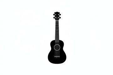 Obraz premium Ukulele in Silhouette: A sleek, ebony ukulele stands in stark silhouette against a contrasting background, highlighting its elegant form and the promise of sweet melodies.