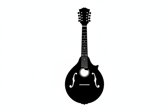 Elegant Mandolin Silhouette: A striking silhouette of a mandolin against a neutral backdrop, showcasing its graceful form and intricate details.