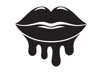 dripping lips logo silhouette vector, dripping lips logo icon silhouette, sexy lips silhouette logo, blood dripping logo silhouette vector, female lips dripping isolated on white background