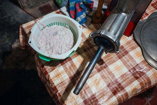 Traditional Spanish Sausage Stuffing Process