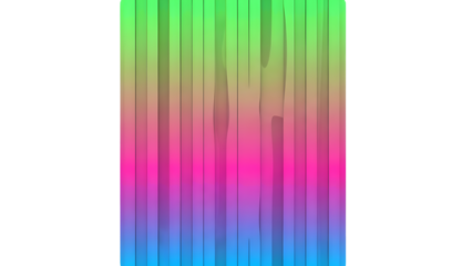 Vertical optical stripe panel with soft neon gradient transitions, subtle vibration effect, modern UI texture, flat design, isolated PNG on white background