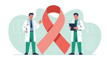 Doctors showing support for breast cancer awareness Vector